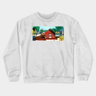 Red warehouse shed on the railroad Crewneck Sweatshirt